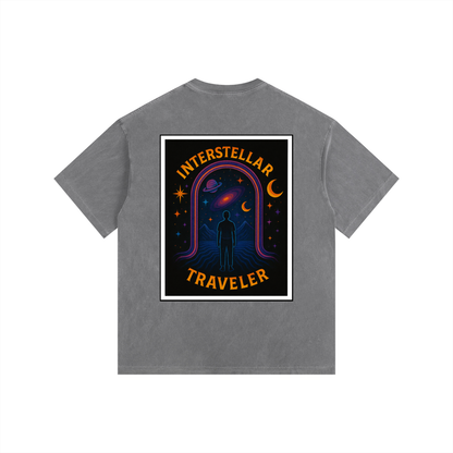 Interstellar Traveller Oversized T-Shirt in Gray alternate view by Rave Uniform