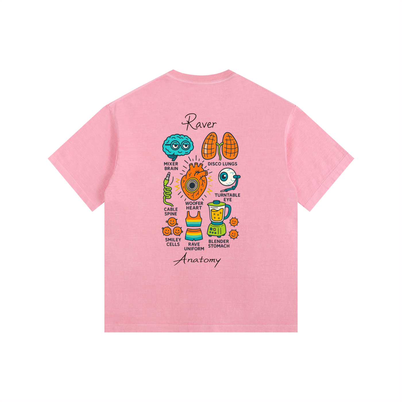 Raver Anatomy Oversized T-Shirt in Pink alternate view by Rave Uniform