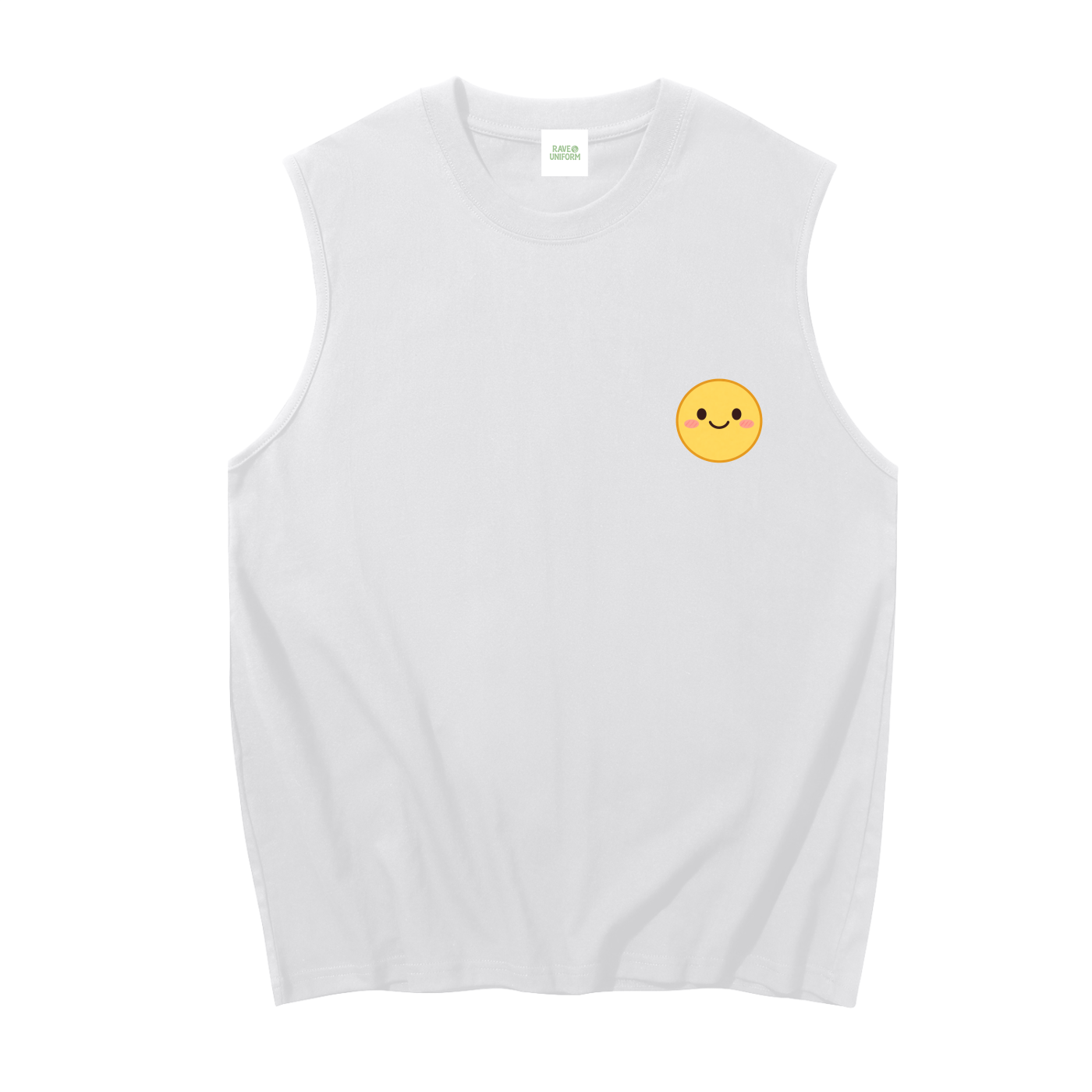 Smiley Muscle Tank Top in White by Rave Uniform