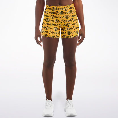 Yellow Eyes Legging Shorts, front, on model