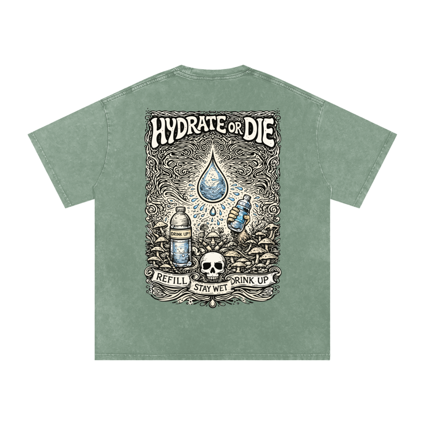 Stay Hydrate Oversized Vintage T-Shirt in Bean Green alternate view by Rave Uniform