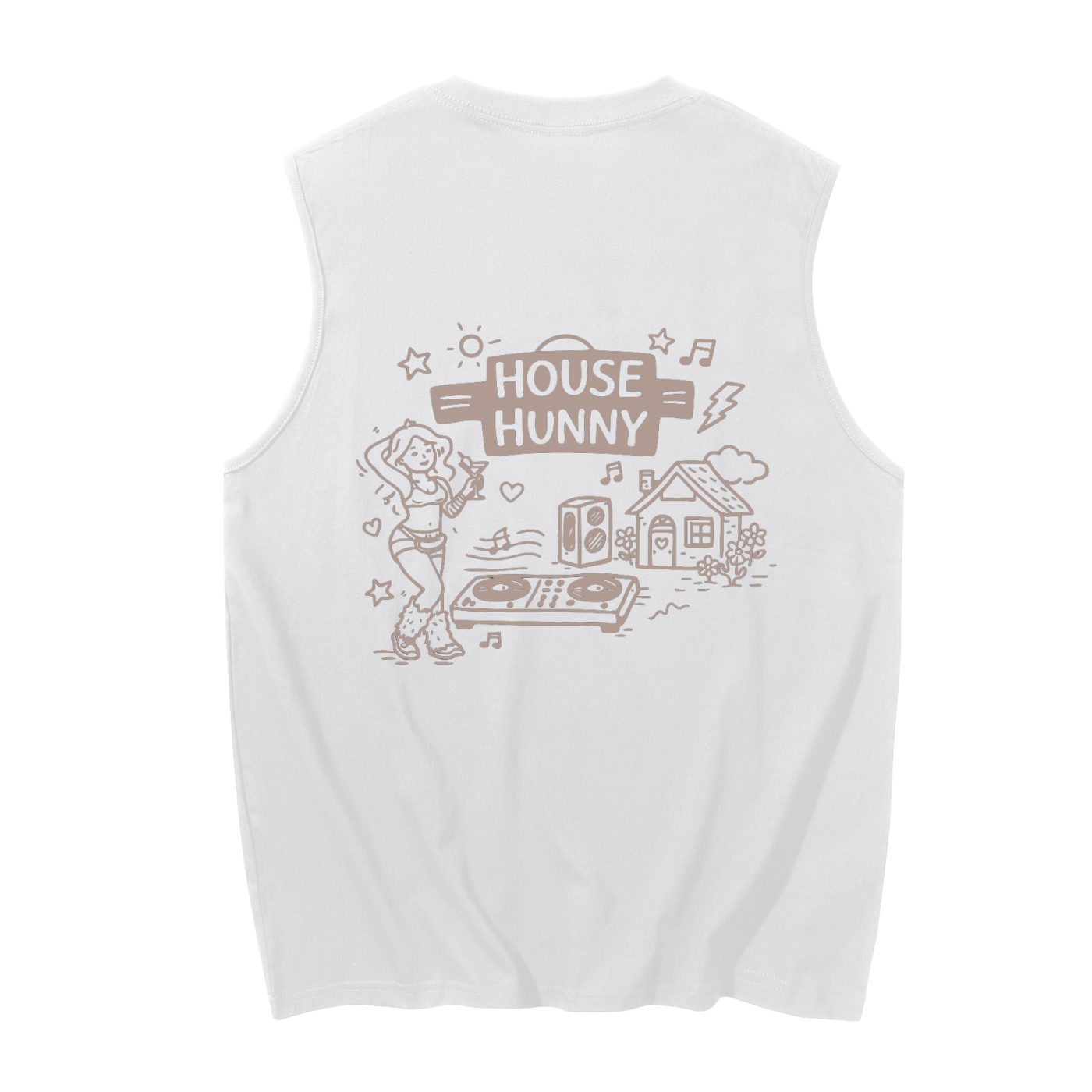 House Hunny Muscle Tank in White alternate view by Rave Uniform