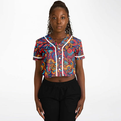 Molten Spring Cropped Baseball Jersey, front, on model