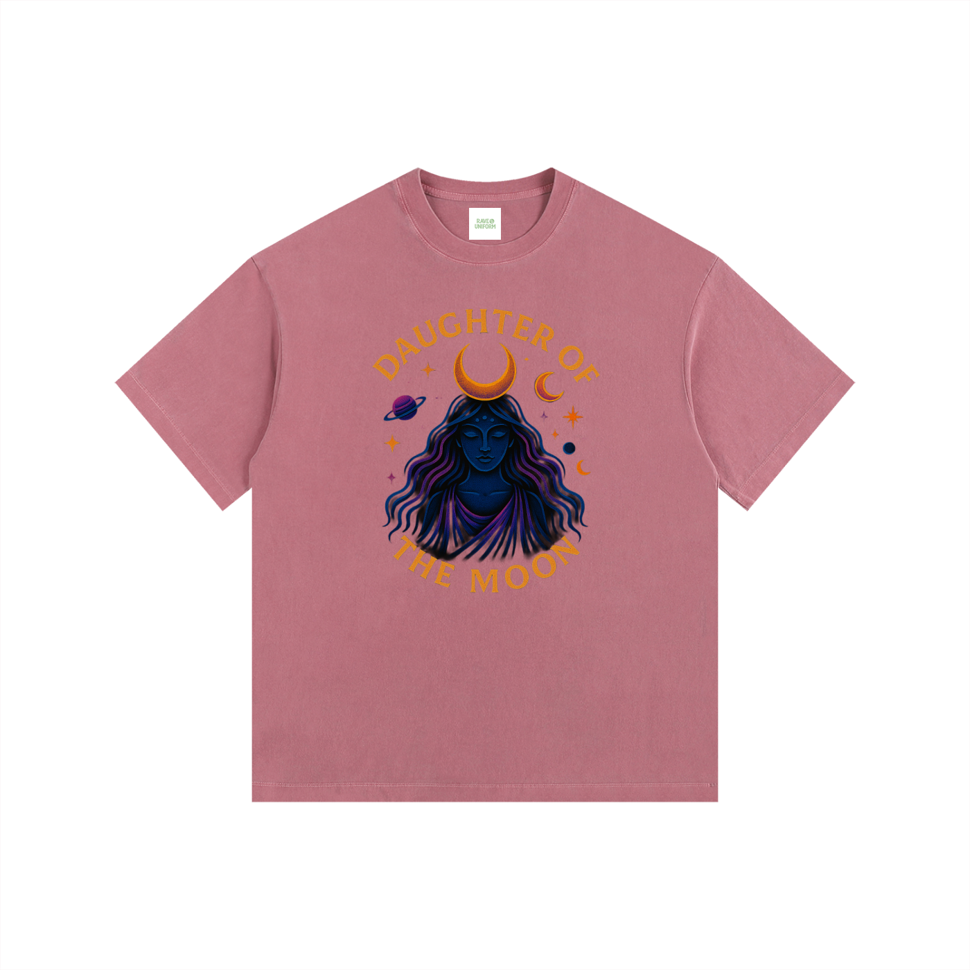 Daughter of The Moon Oversized T-Shirt in Ancora Red detail view by Rave Uniform