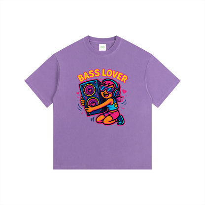 Bass Lover Oversized T-Shirt in Purple detail view by Rave Uniform