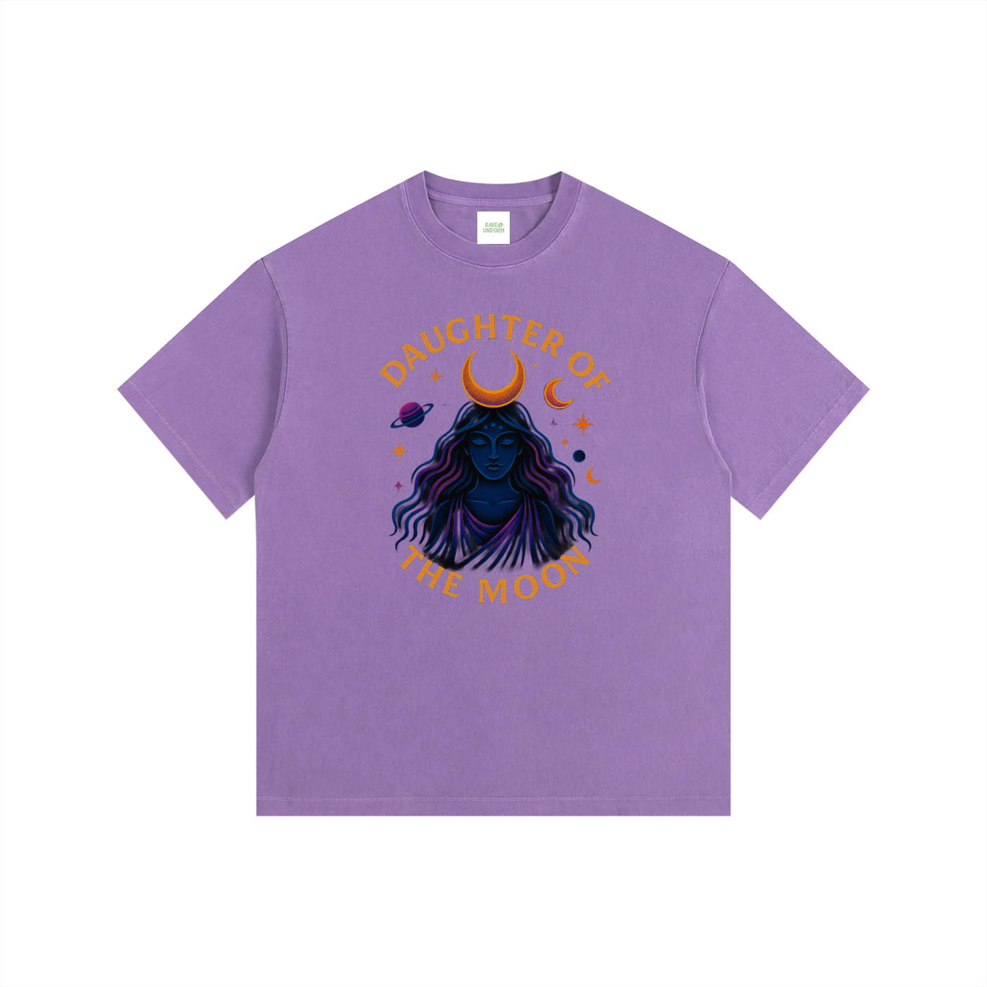 Daughter of The Moon Oversized T-Shirt in Purple detail view by Rave Uniform