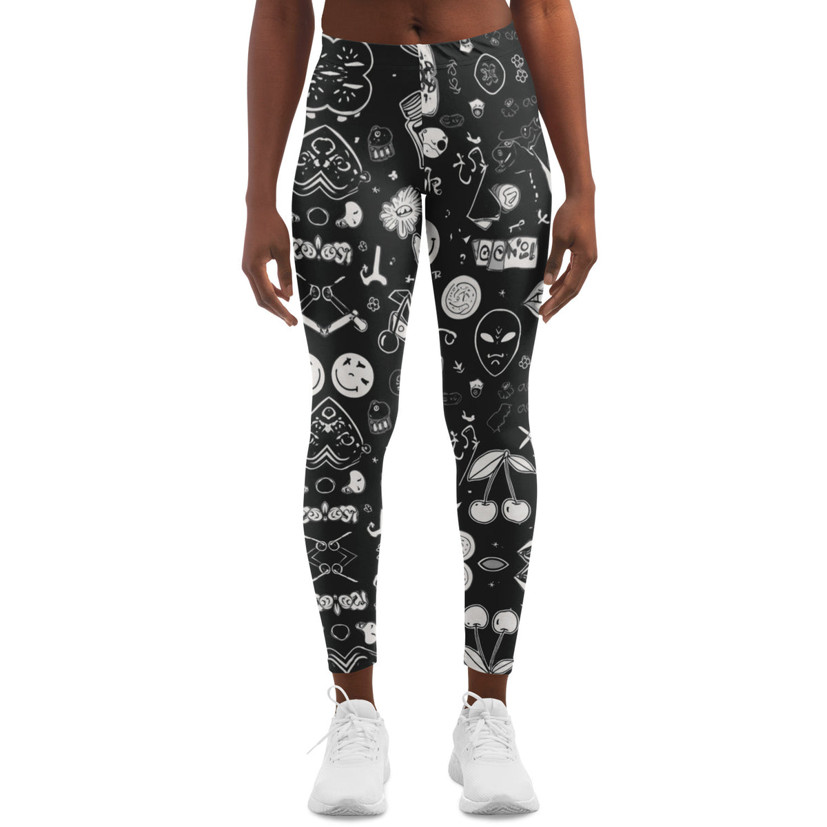Stoner Doodles Leggings, front, on model