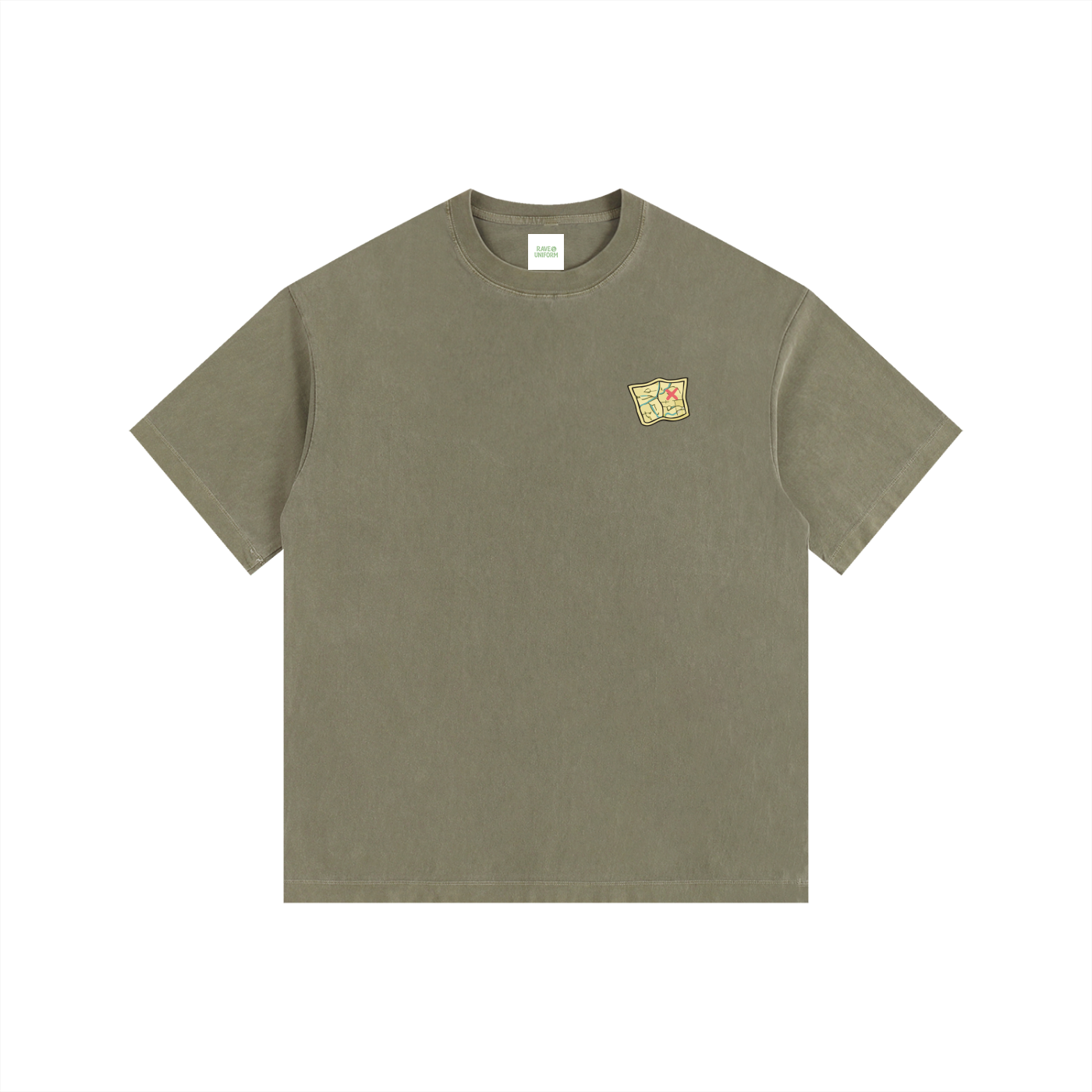 Side Quest Oversized T-Shirt in Army Green side view by Rave Uniform