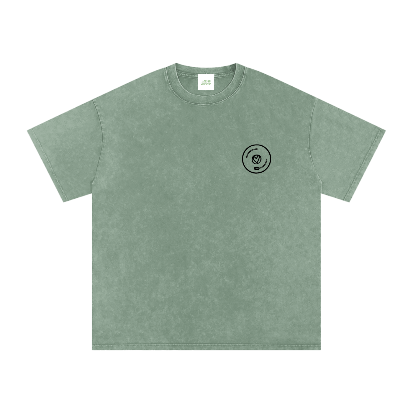 Vinyl Love Oversized Vintage T-Shirt in Bean Green by Rave Uniform