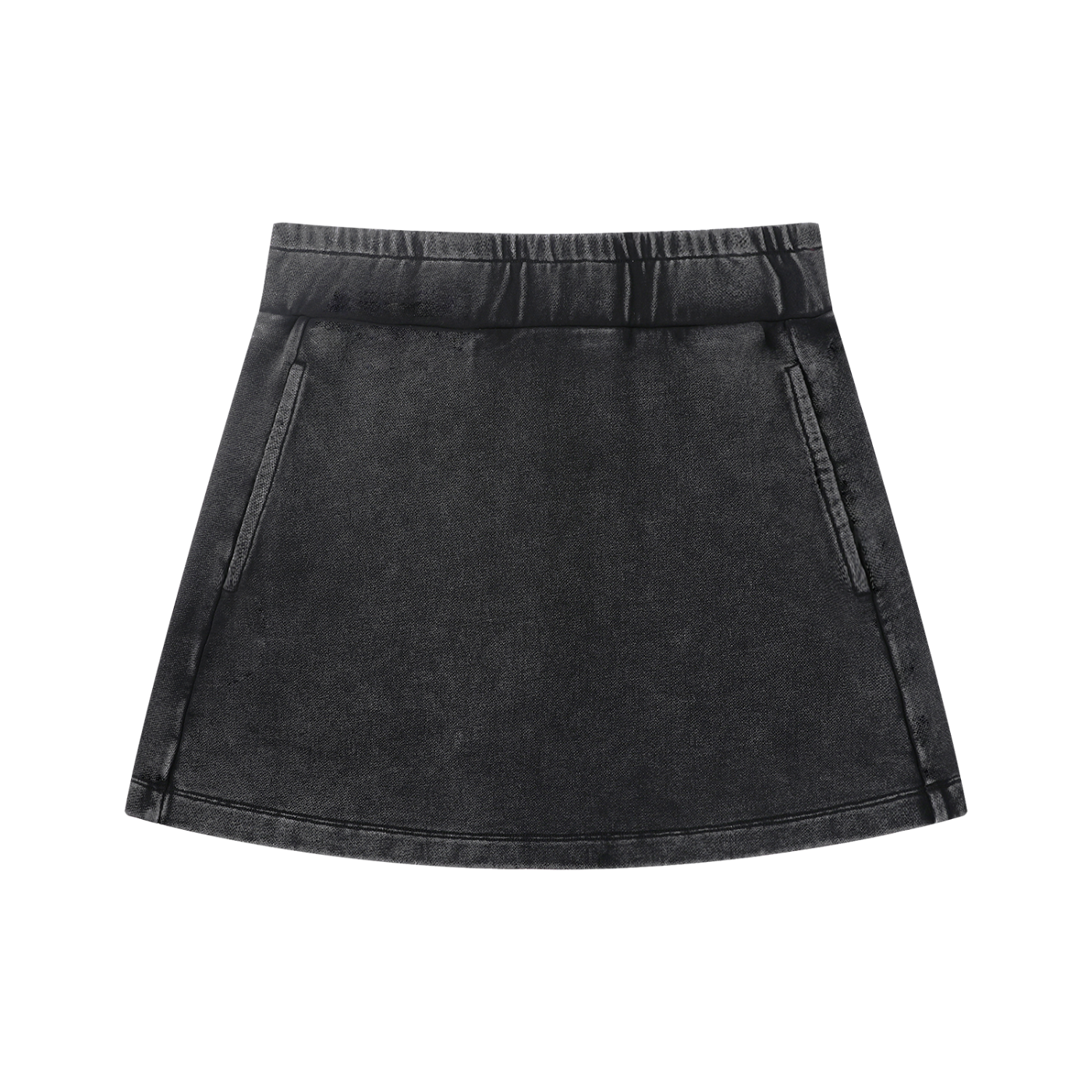 Cotton Wash Mini Skirt in Black back view by Rave Uniform