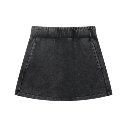 Cotton Wash Mini Skirt in Black back view by Rave Uniform