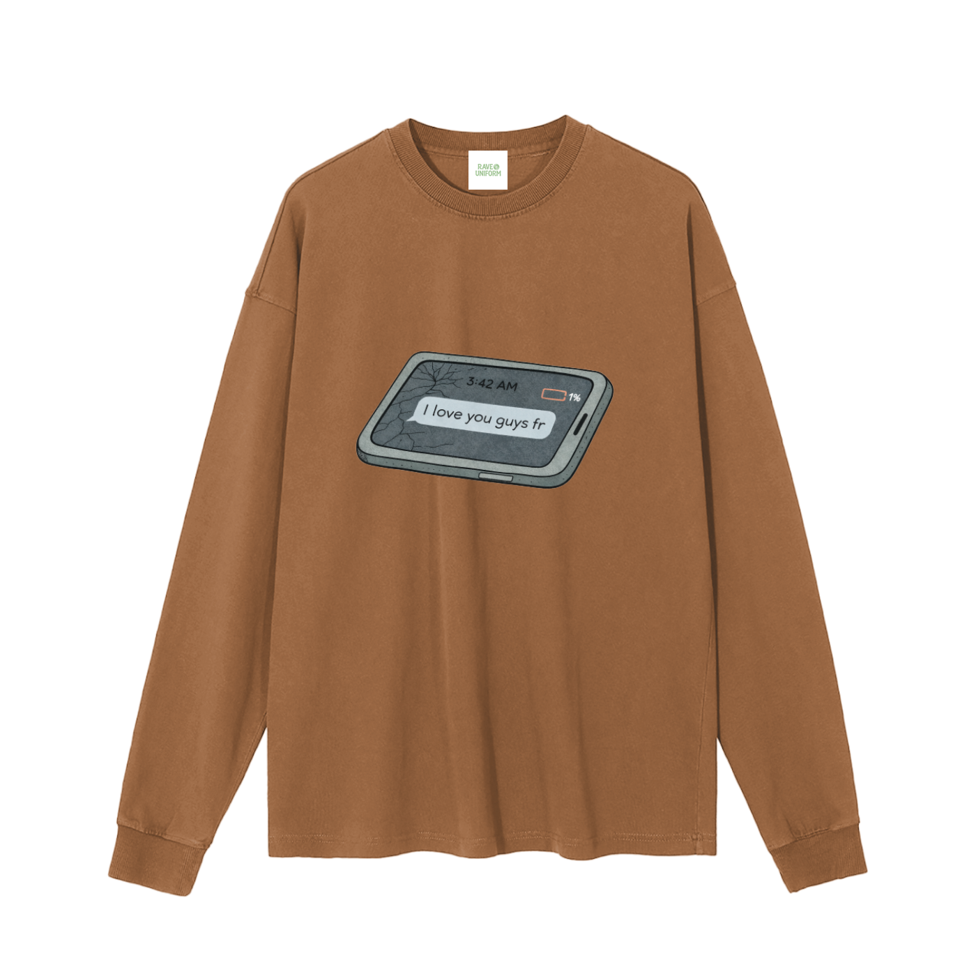 Love U Long Sleeve T-Shirt in Mocha by Rave Uniform