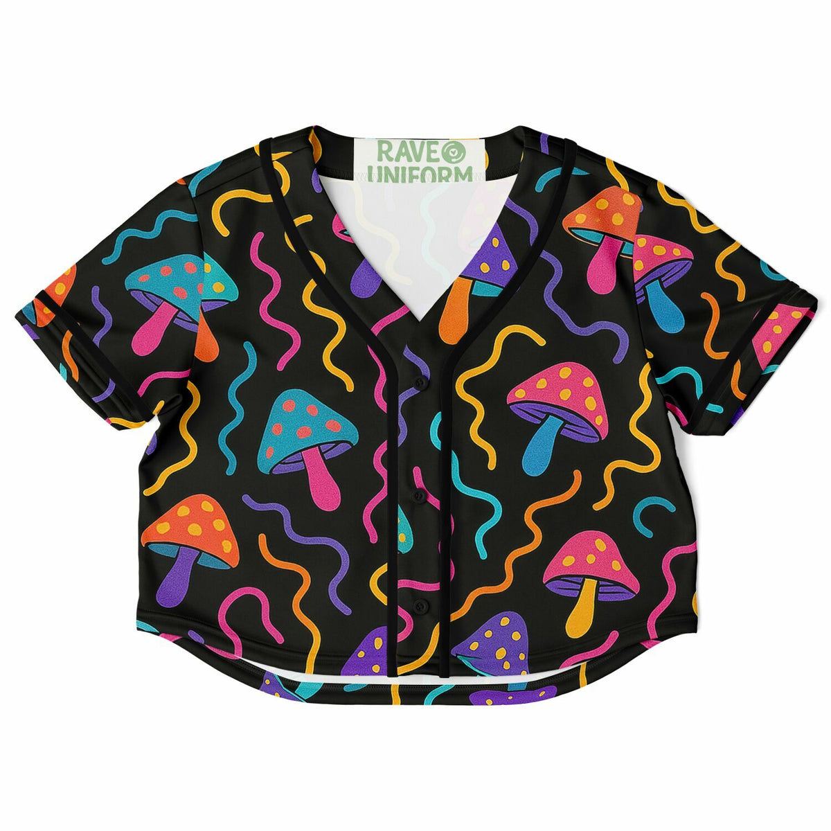Mushroom Confetti Cropped Baseball Jersey, front, flat lay
