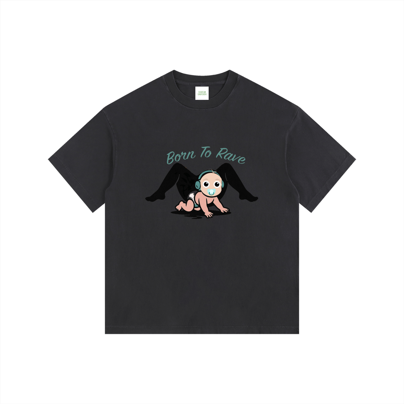 Born To Rave Oversized T-Shirt in Black by Rave Uniform