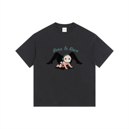 Born To Rave Oversized T-Shirt in Black by Rave Uniform
