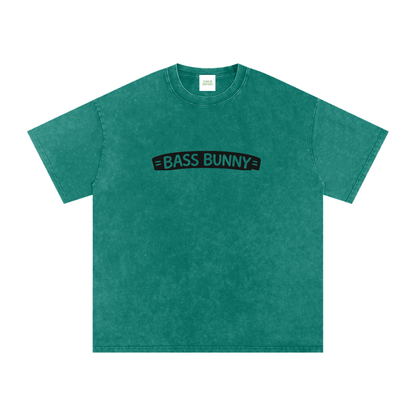 Bass Bunny Oversized Vintage T-Shirt in Dark Green detail view by Rave Uniform
