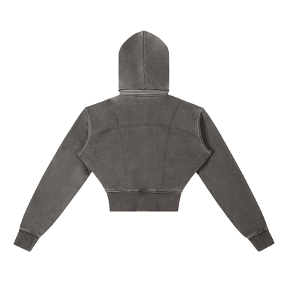 Vinyl Love Cropped Fleece Hoodie - Rave Uniform Detail View