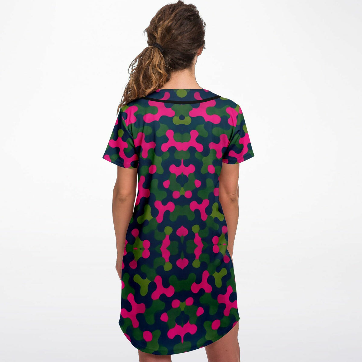 Rave Camo Baseball Jersey Dress, back, on model