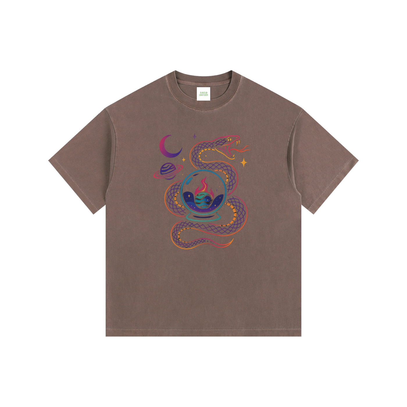 World Eater Oversized T-Shirt in Coffee detail view by Rave Uniform