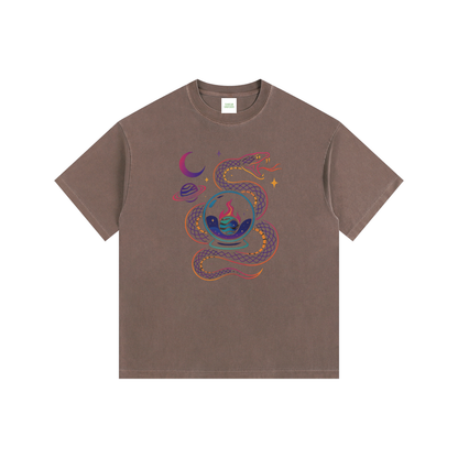 World Eater Oversized T-Shirt in Coffee detail view by Rave Uniform