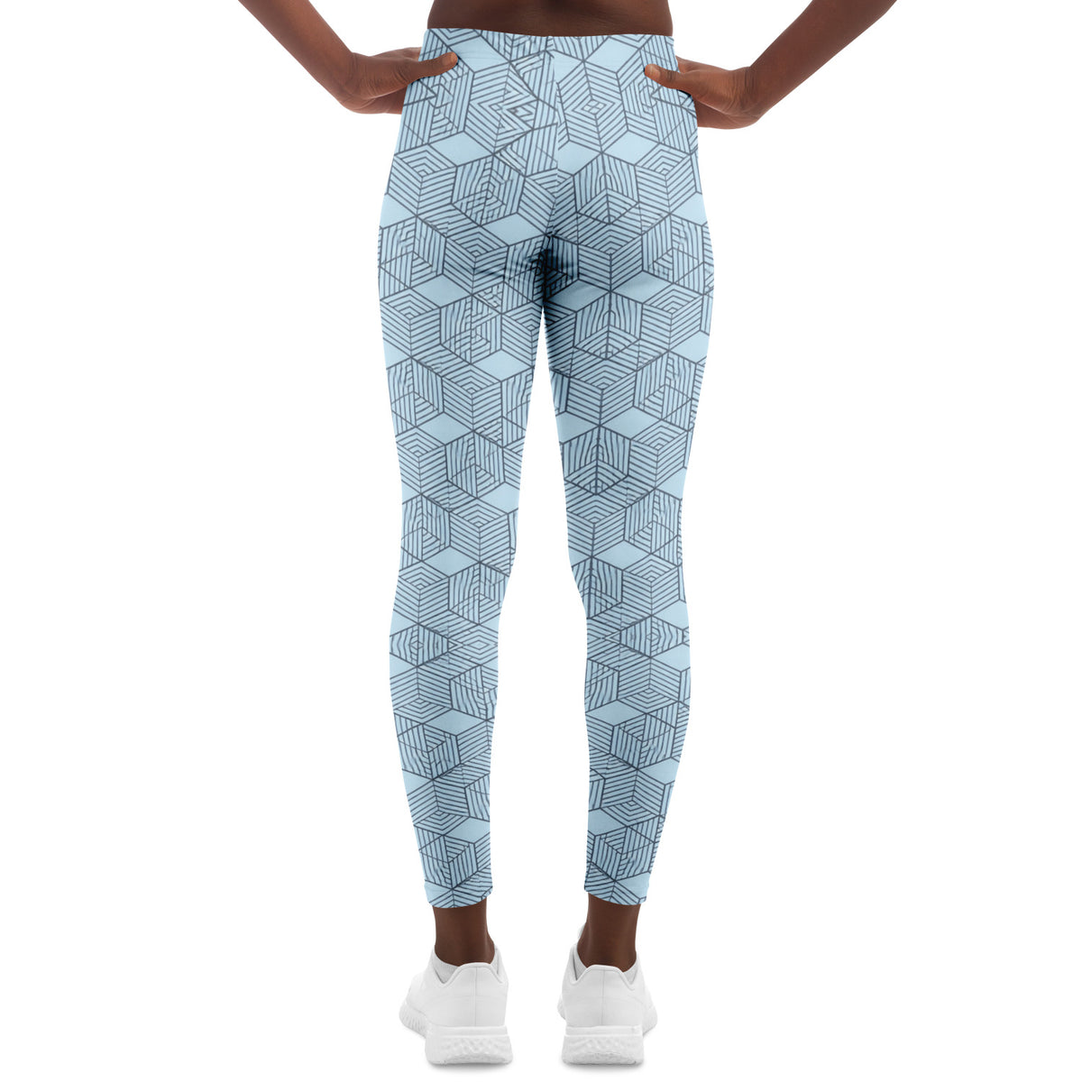 Geometric Cubes Leggings, back, on model