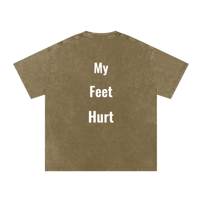 Feet Hurt Oversized Vintage T-Shirt in Gray Green detail view by Rave Uniform