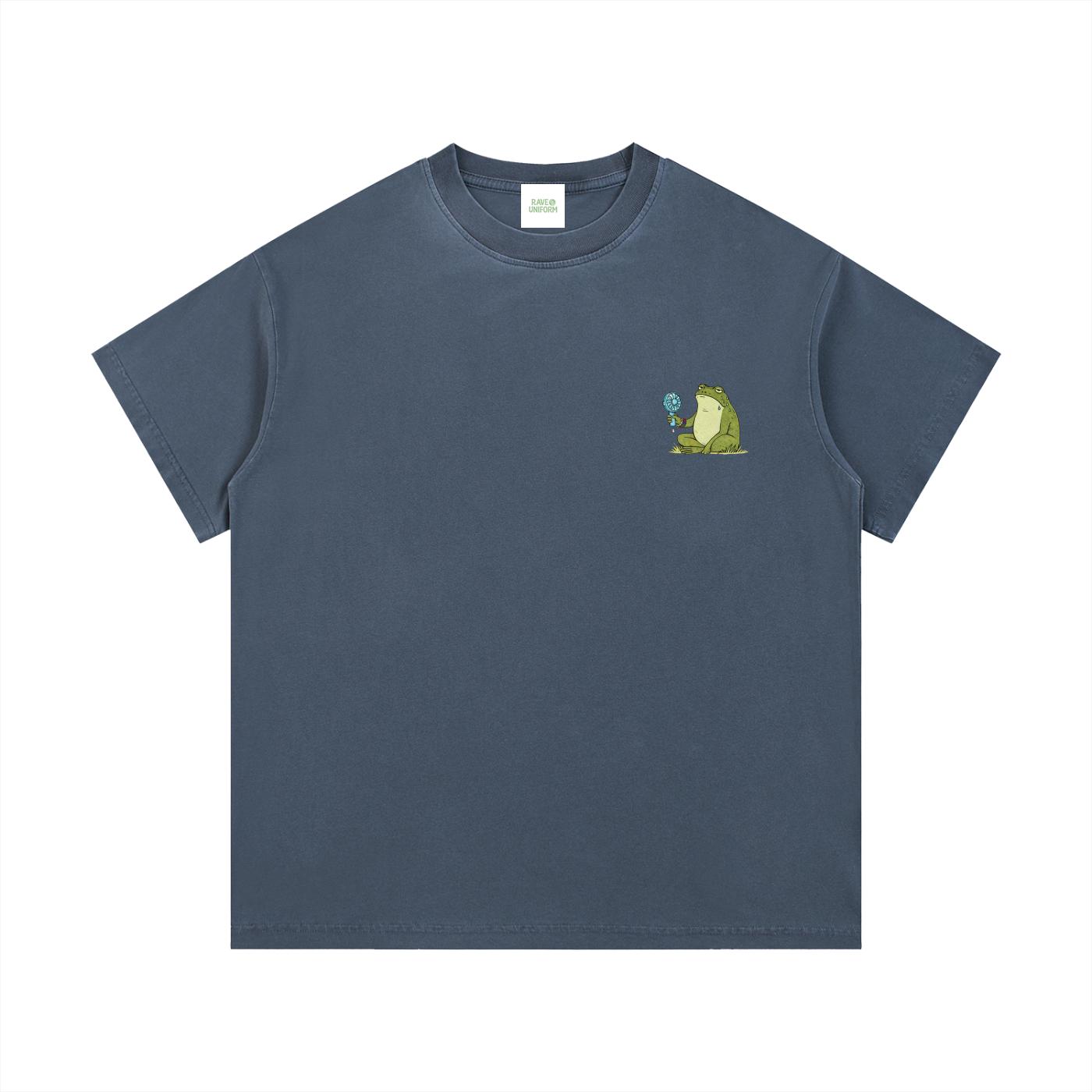 Its Hot Frog T-Shirt in Gray Blue detail view by Rave Uniform