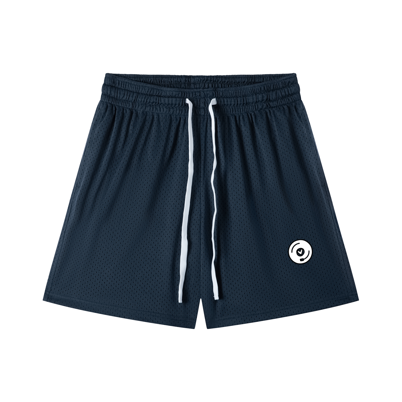 Vinyl Love Mesh Shorts in Navy Blue detail view by Rave Uniform