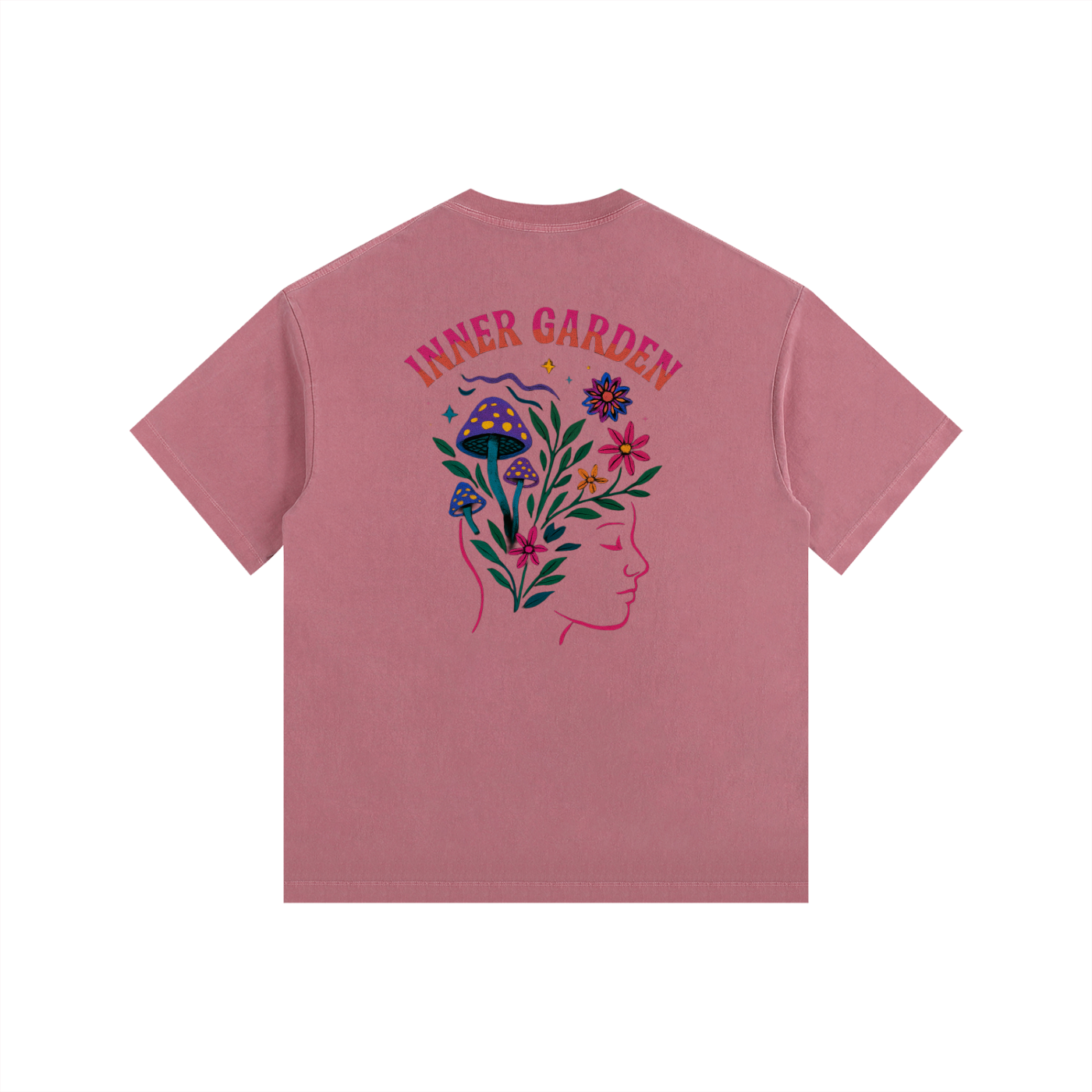 Inner Garden Oversized T-Shirt in Ancora Red detail view by Rave Uniform