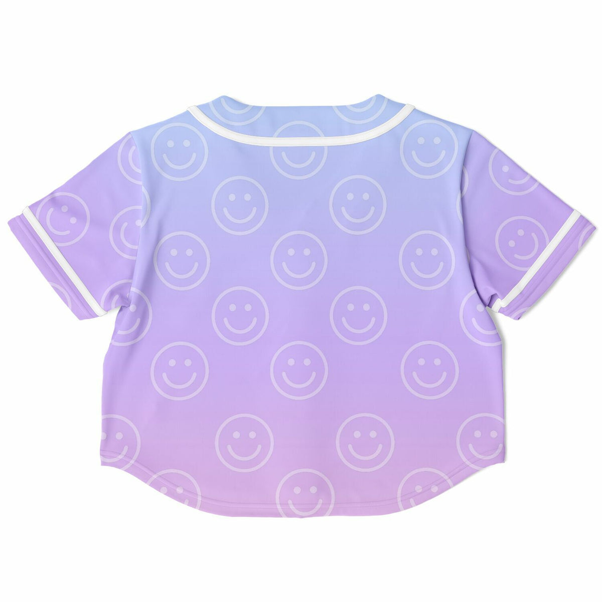 Cotton Candy Smiles Cropped Baseball Jersey, back, flat lay