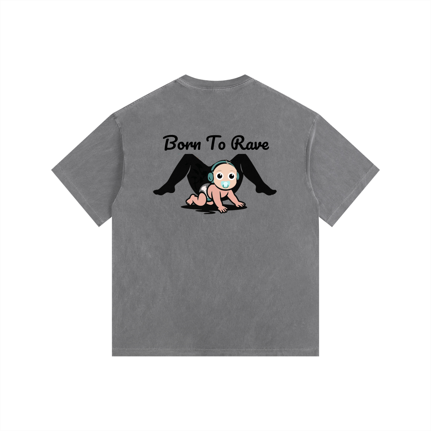Born to Rave Oversized T-Shirt in Gray alternate view by Rave Uniform