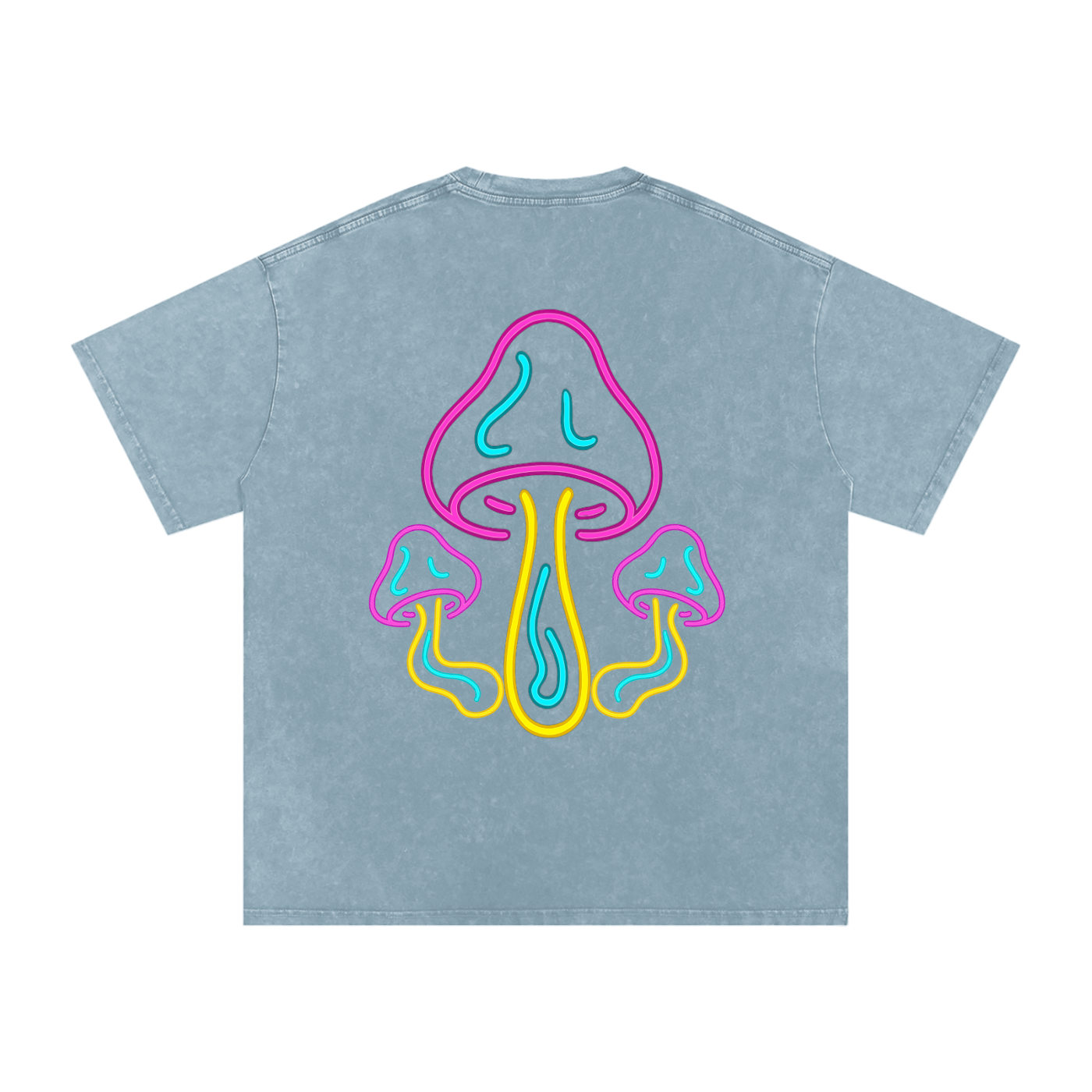Glowing Mushroom Oversized Vintage T-Shirt in Blue Jeans detail view by Rave Uniform