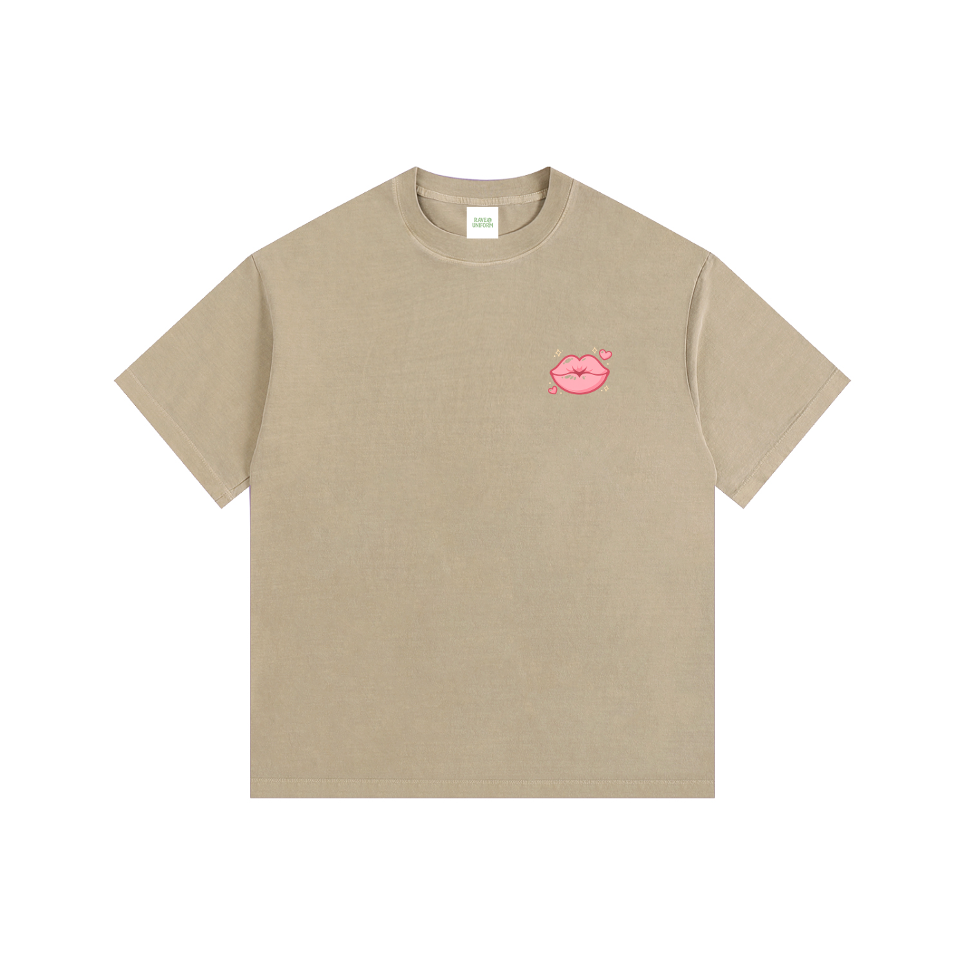 Smoochie Oversized T-Shirt in Khaki by Rave Uniform