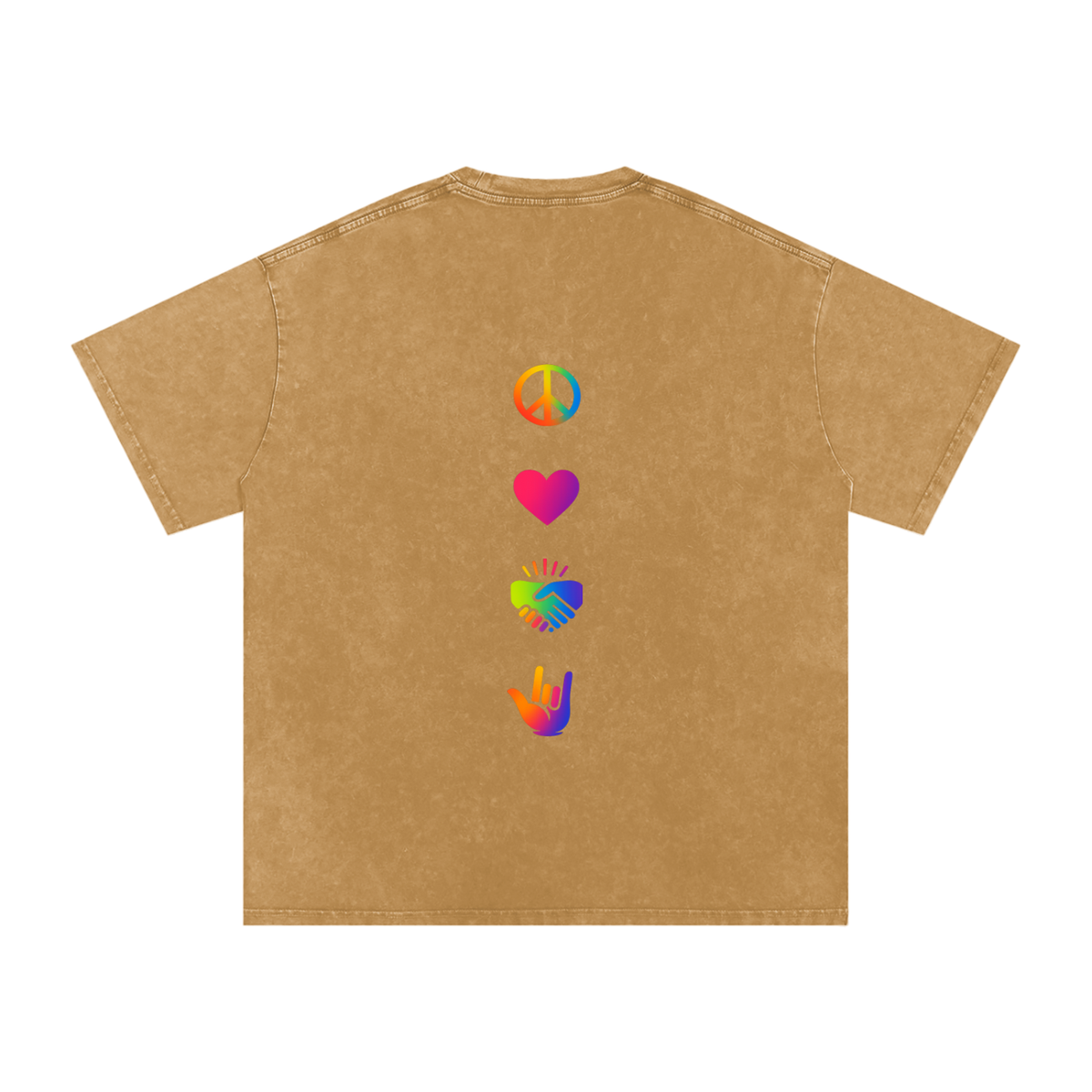 PLUR Oversized Vintage T-Shirt in Light Brown detail view by Rave Uniform