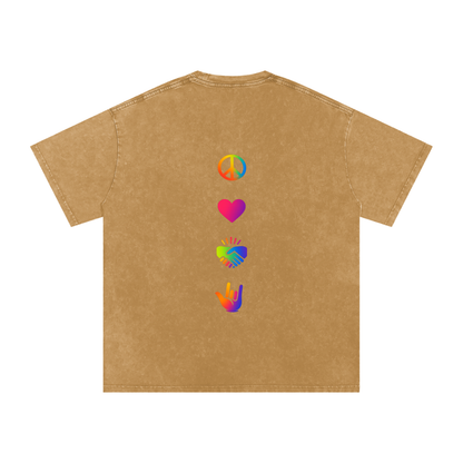 PLUR Oversized Vintage T-Shirt in Light Brown detail view by Rave Uniform