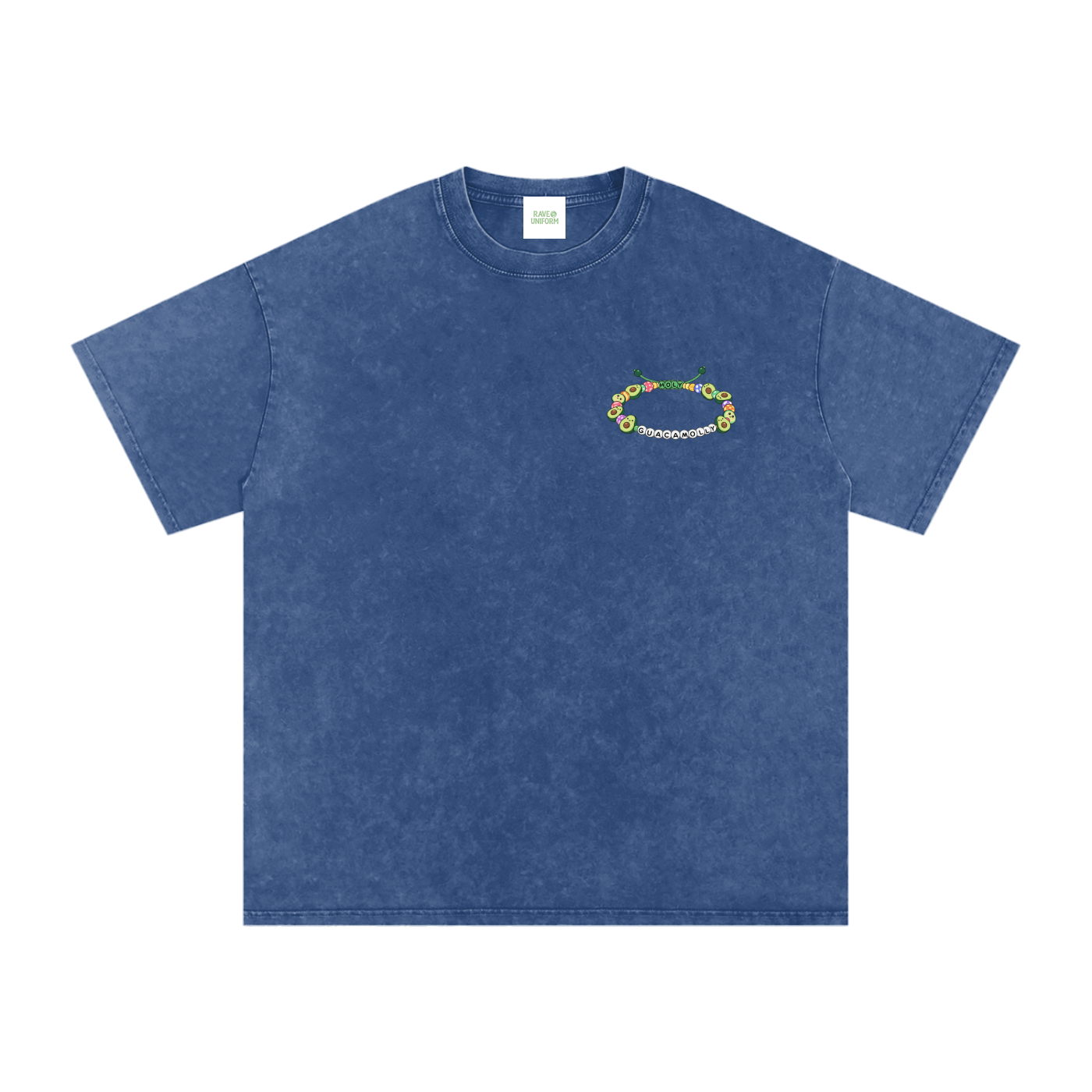 Holy Guacamolly Oversized Vintage T-Shirt in Dark Blue detail view by Rave Uniform