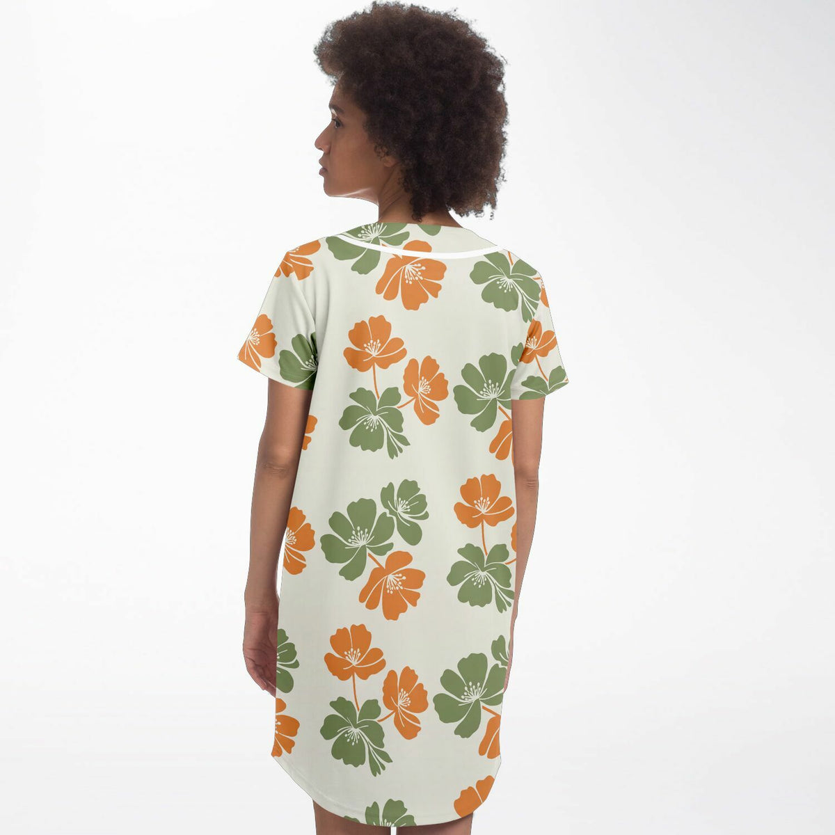 Floral Breeze Baseball Jersey Dress, back, on model