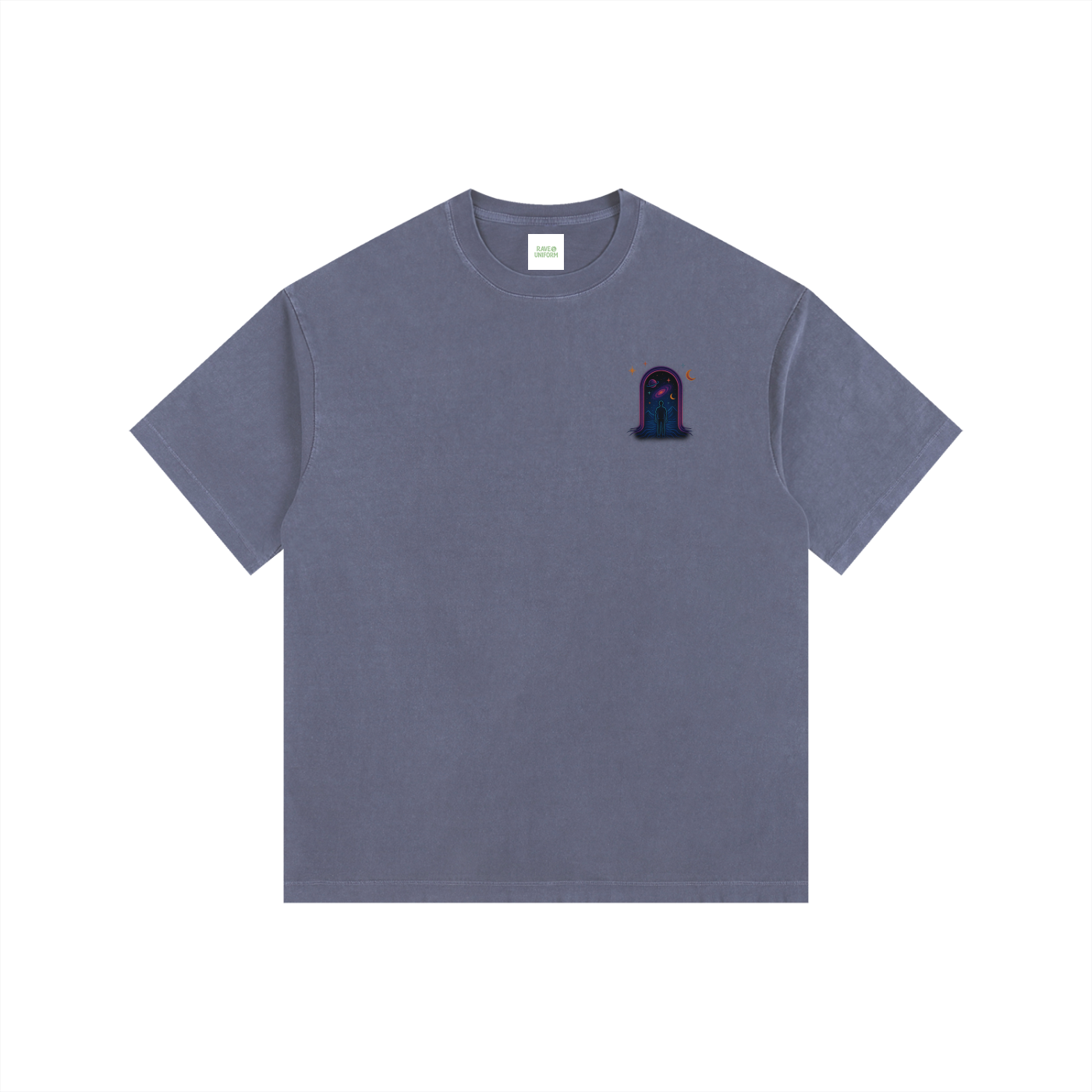Interstellar Traveller Oversized T-Shirt in Navy Blue detail view by Rave Uniform