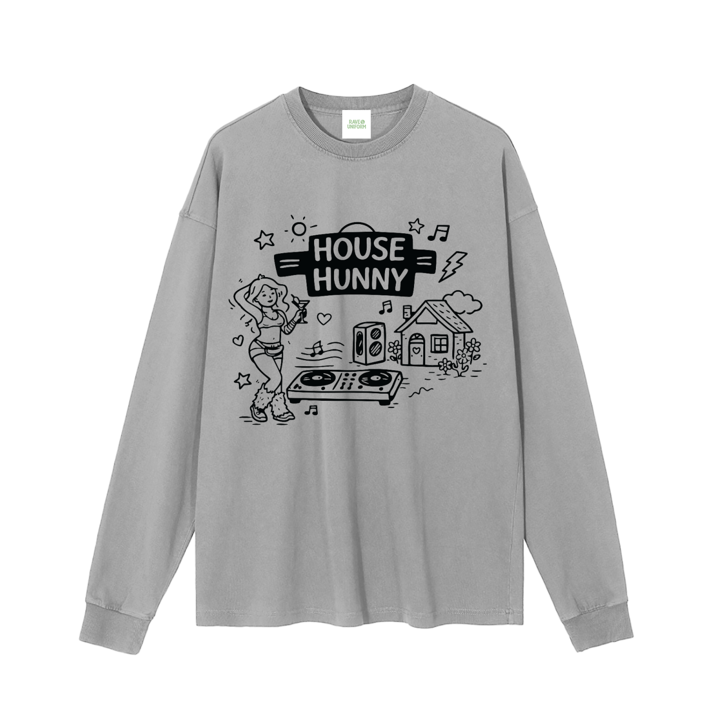 House Hunny Long Sleeve T-Shirt in Medium Gray by Rave Uniform