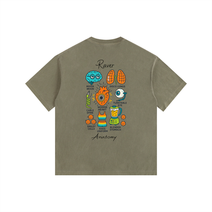 Raver Anatomy Oversized T-Shirt in Army Green alternate view by Rave Uniform