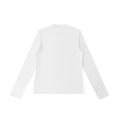 Essential Mock Neck Long Sleeve T-Shirt in White alternate view by Rave Uniform