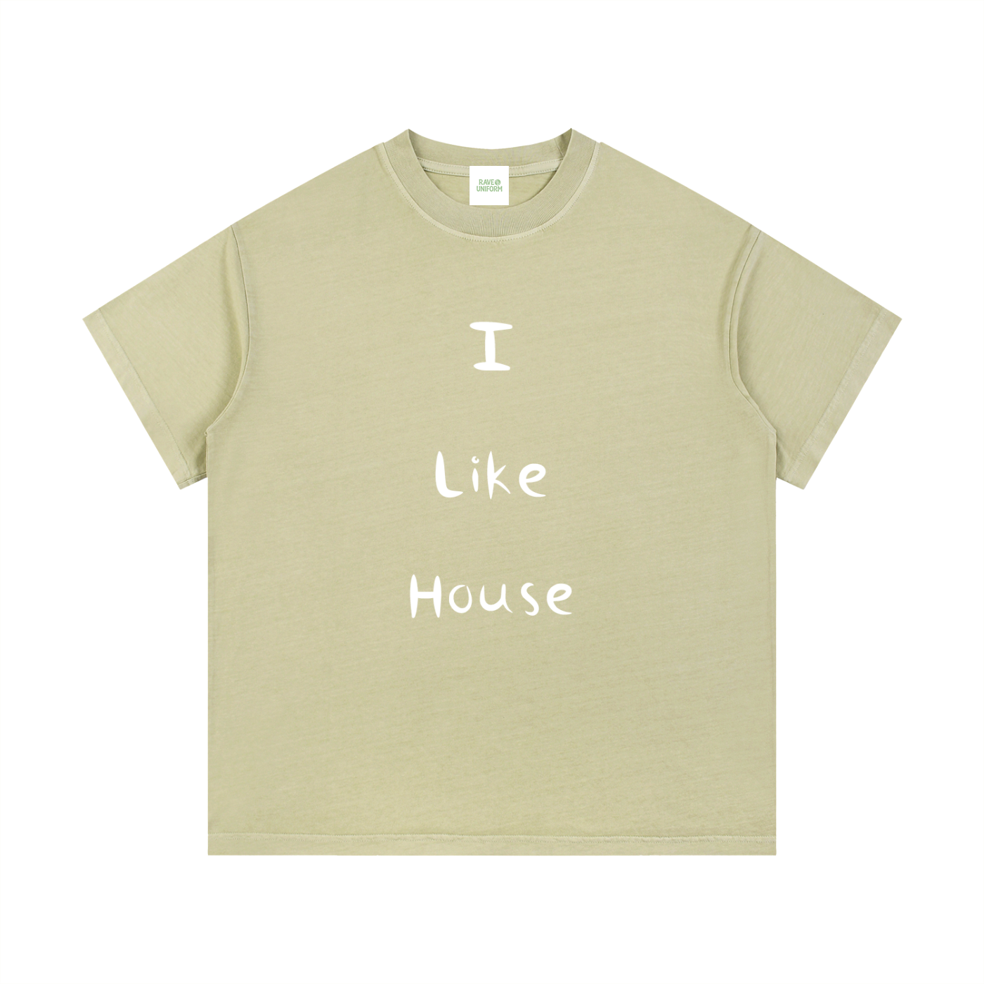 I Like House T-Shirt in Bean Green by Rave Uniform
