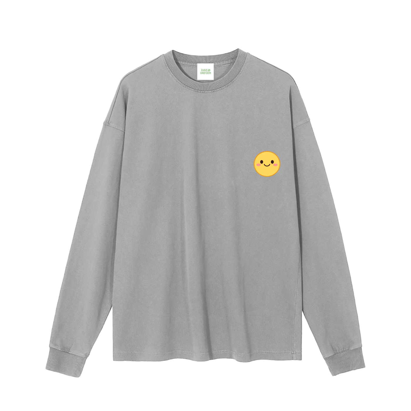 Smiley Long Sleeve T-Shirt in Medium Gray by Rave Uniform