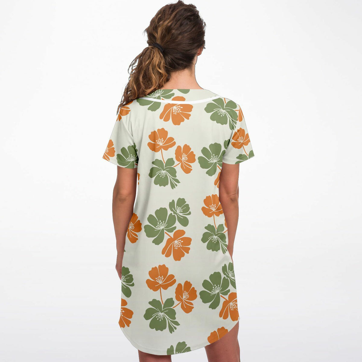 Floral Breeze Baseball Jersey Dress, back, on model