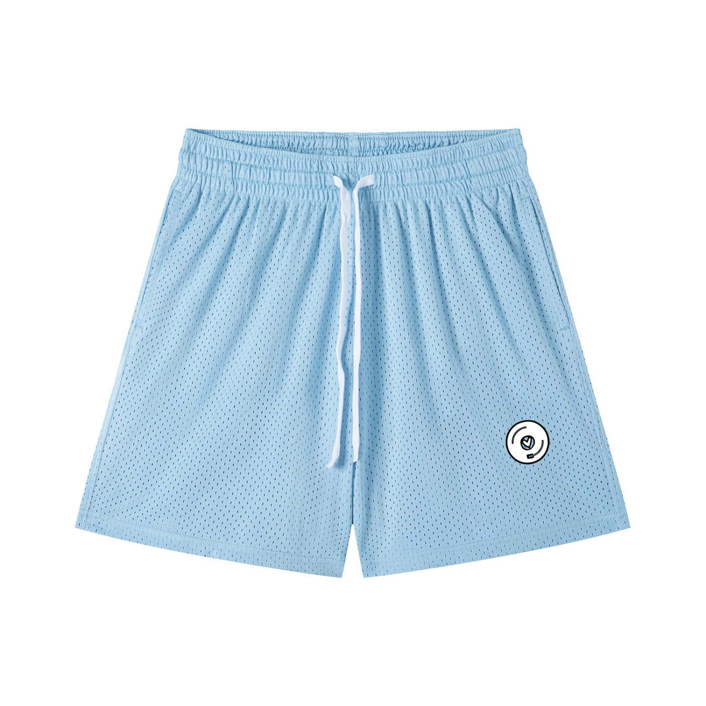 Vinyl Love Mesh Shorts in Sky Blue by Rave Uniform