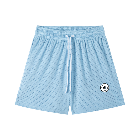 Vinyl Love Mesh Shorts in Sky Blue by Rave Uniform