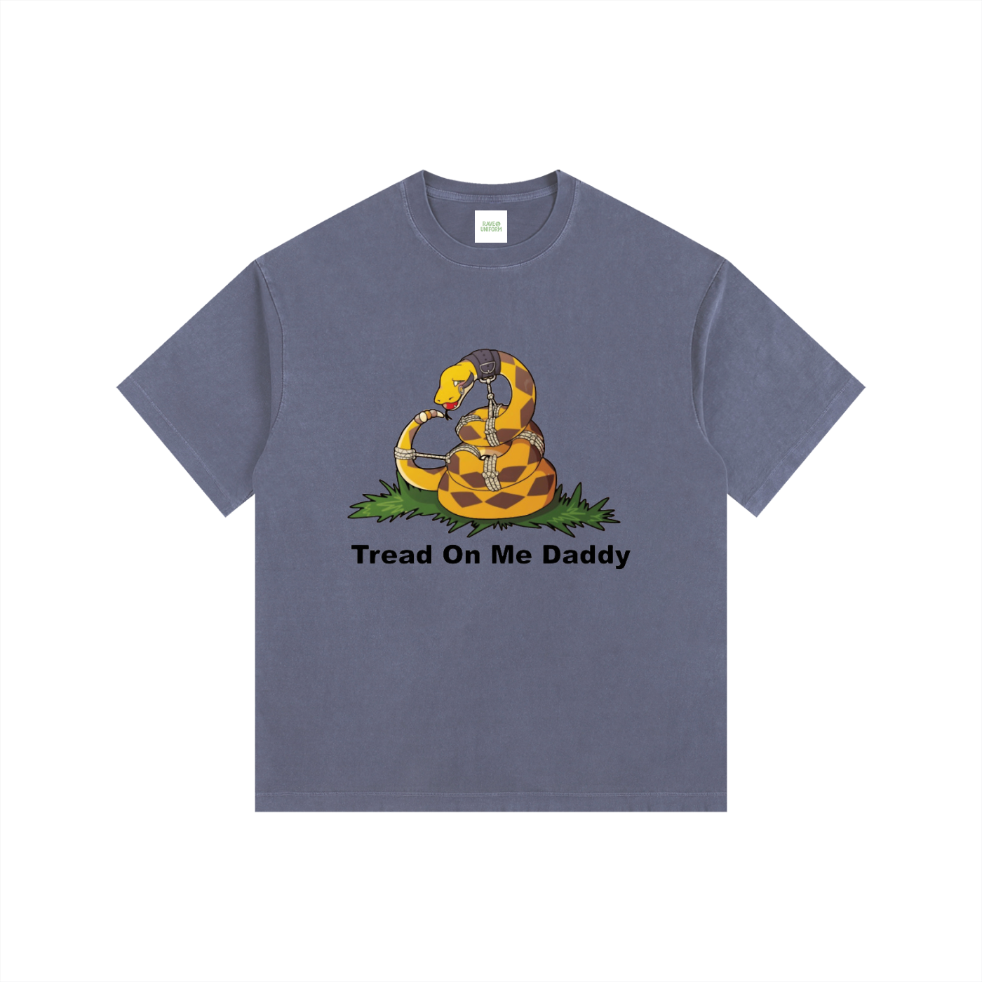 Tread On Me Daddy Oversized T-Shirt in Navy Blue detail view by Rave Uniform