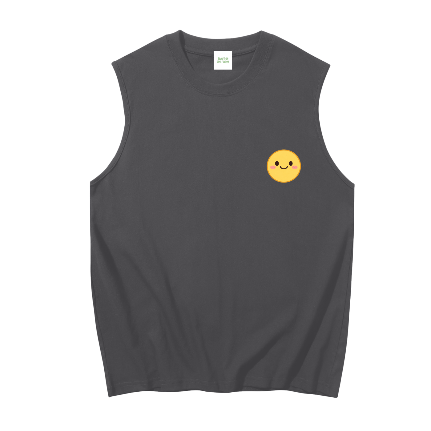 Smiley Muscle Tank Top in Medium Grey by Rave Uniform