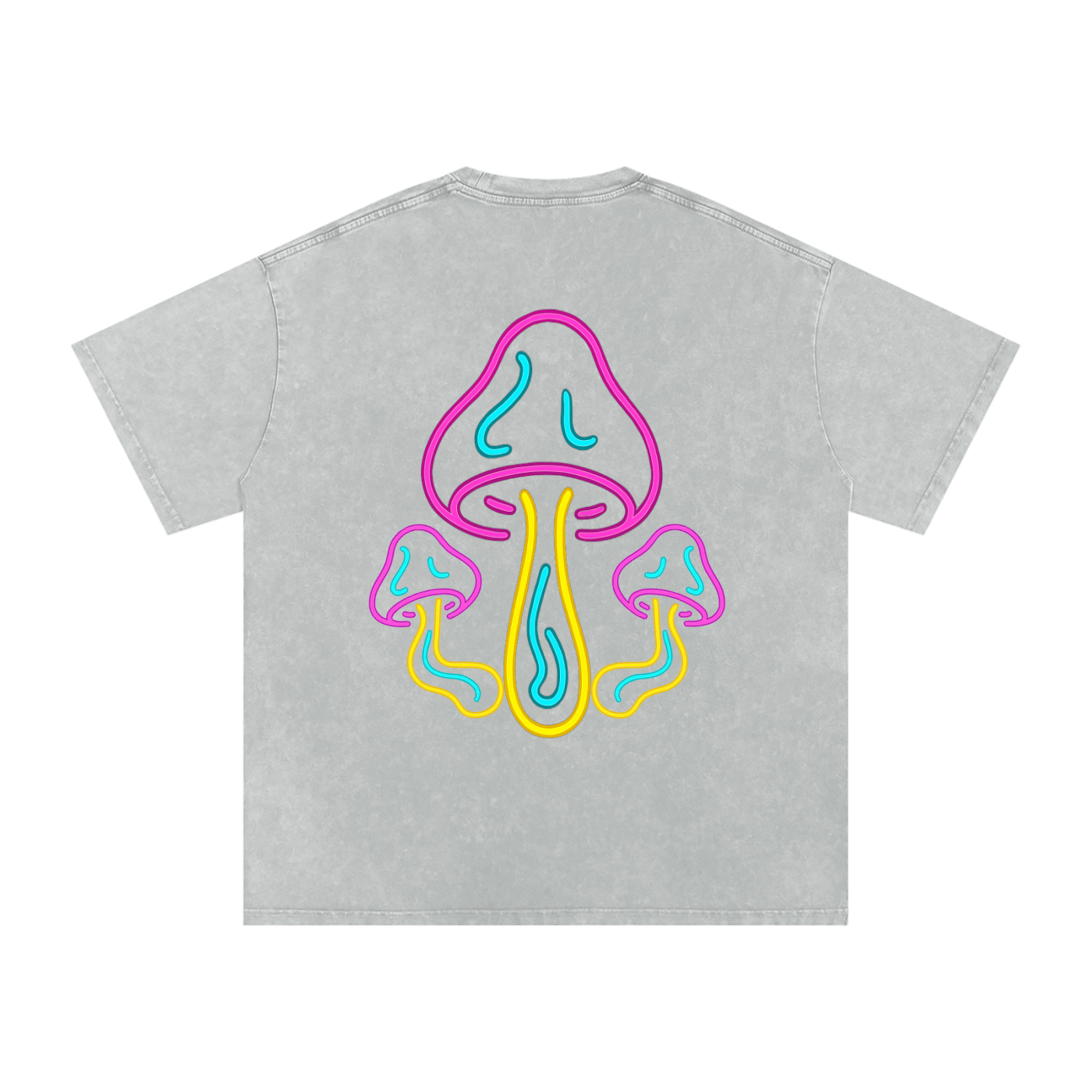 Glowing Mushroom Oversized Vintage T-Shirt in Light Gray alternate view by Rave Uniform