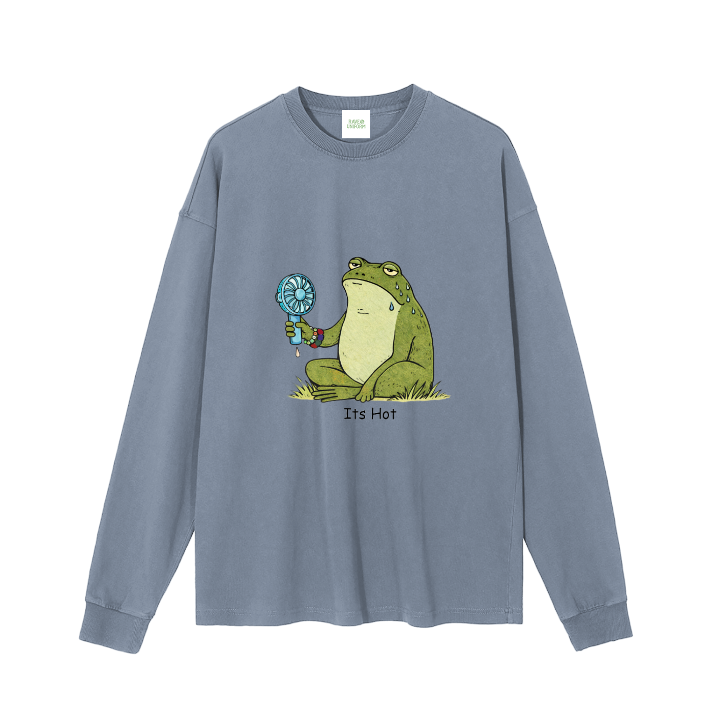 Its Hot Frog Long Sleeve T-Shirt in Gray Blue by Rave Uniform